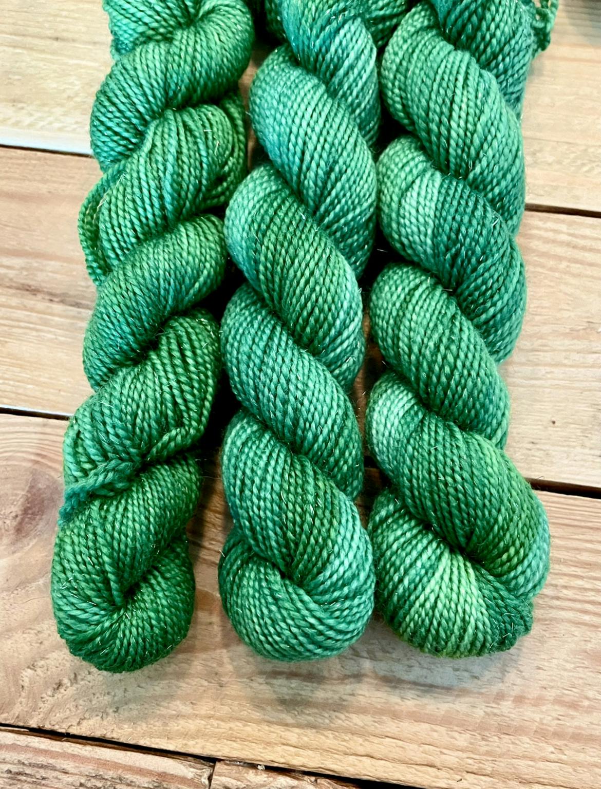 Yarnbag Fibres - Mini Skeins sokkenwol Groen 3 stuks sparkle